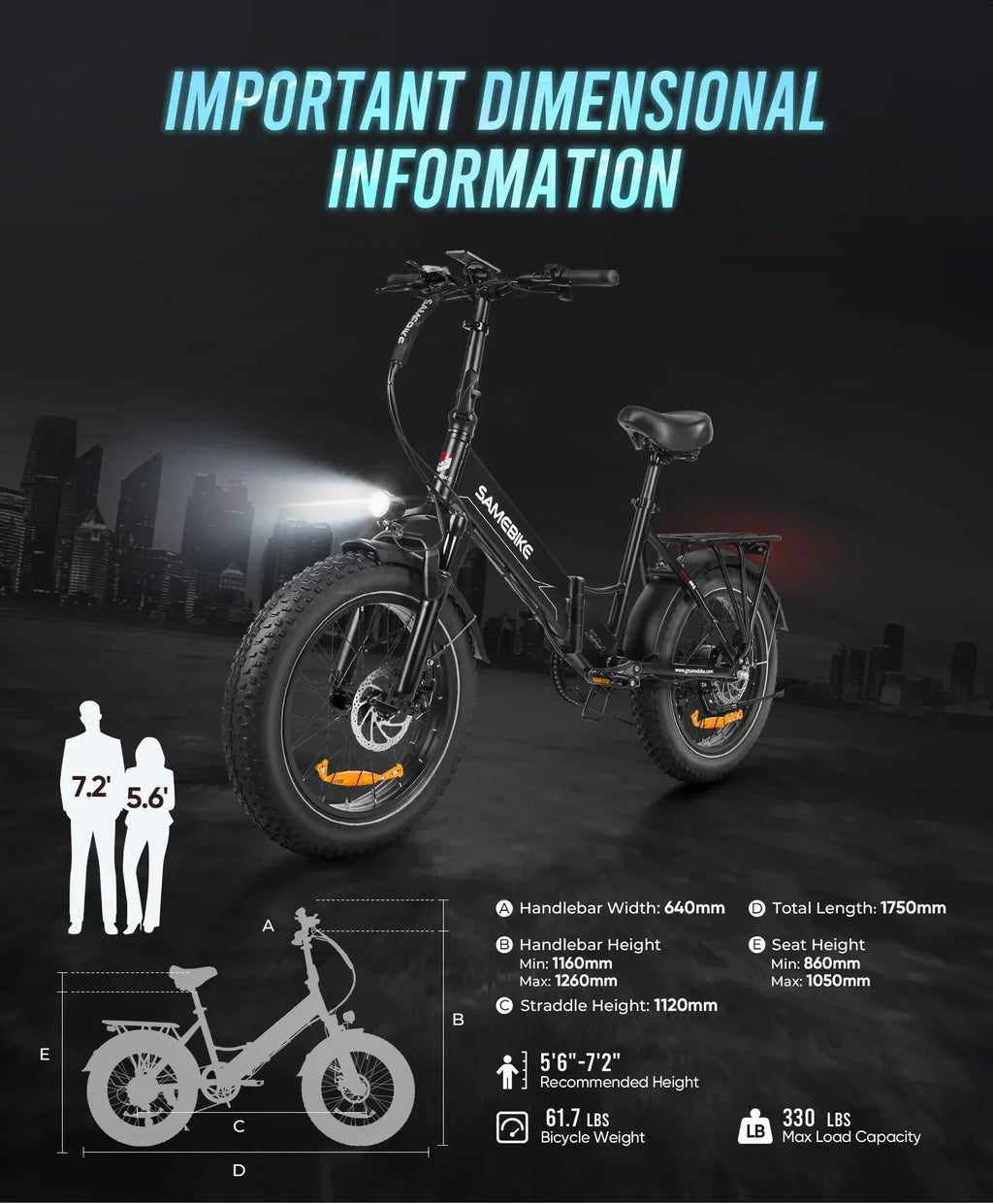 20*4.0 inch fat tire folding electric bicycle, 750W motor urban mountain E-Bike, 48V13AH battery adult electric scooter