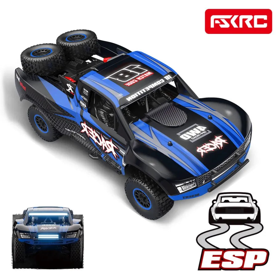 Hb-Rd1201-1204 1:12 Scale 4WD High-Speed Remote Control Car with LED Light 2.4GHz Frequency 45km/h RC Short Truck Toy Model
