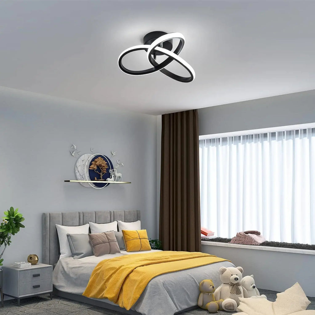 Modern LED Ceiling Light Trefoil Dimmable Black White Gold Lamp Bedroom Bedside Corridor Living Room Backgroud Home Indoor Decor