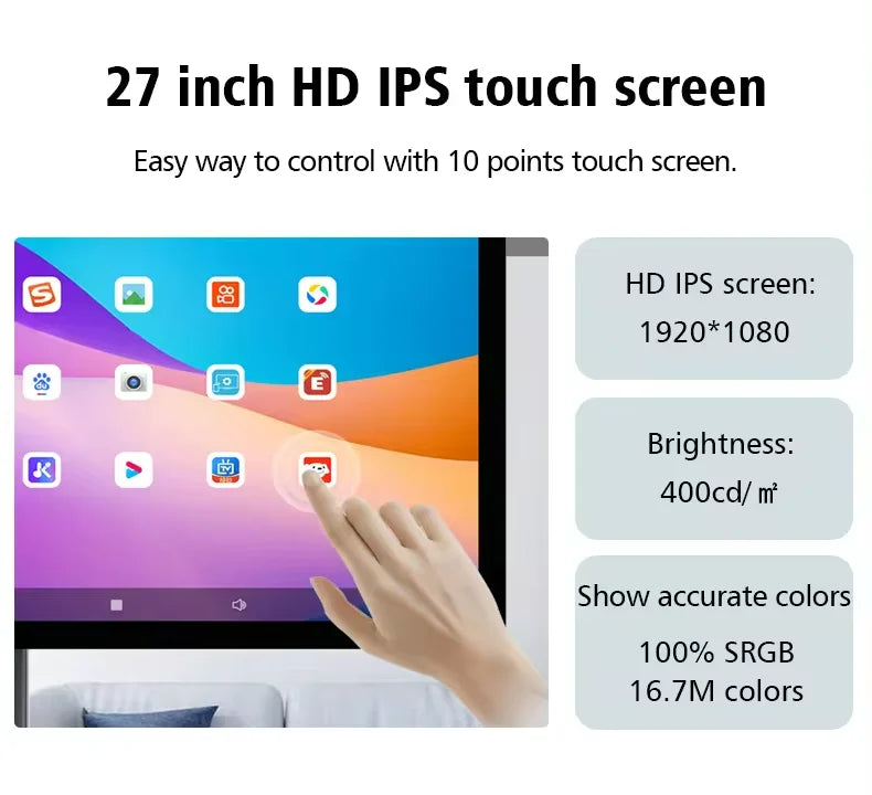 21.5 Inch Interactive Smart Display TV Android Operated In-Cell Touch Monitor Fitness Video Games USB Movable LCD Screen