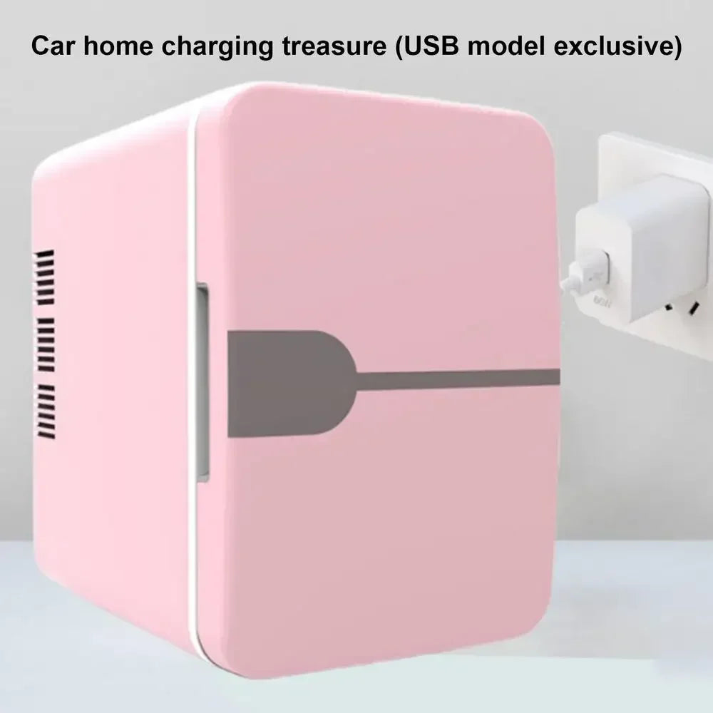 6L Car Mini Fridge Beauty Cosmetics Mask Makeup Skincare Refrigerator Semiconductor USB Heated Cooling Dormitory Refrigerator