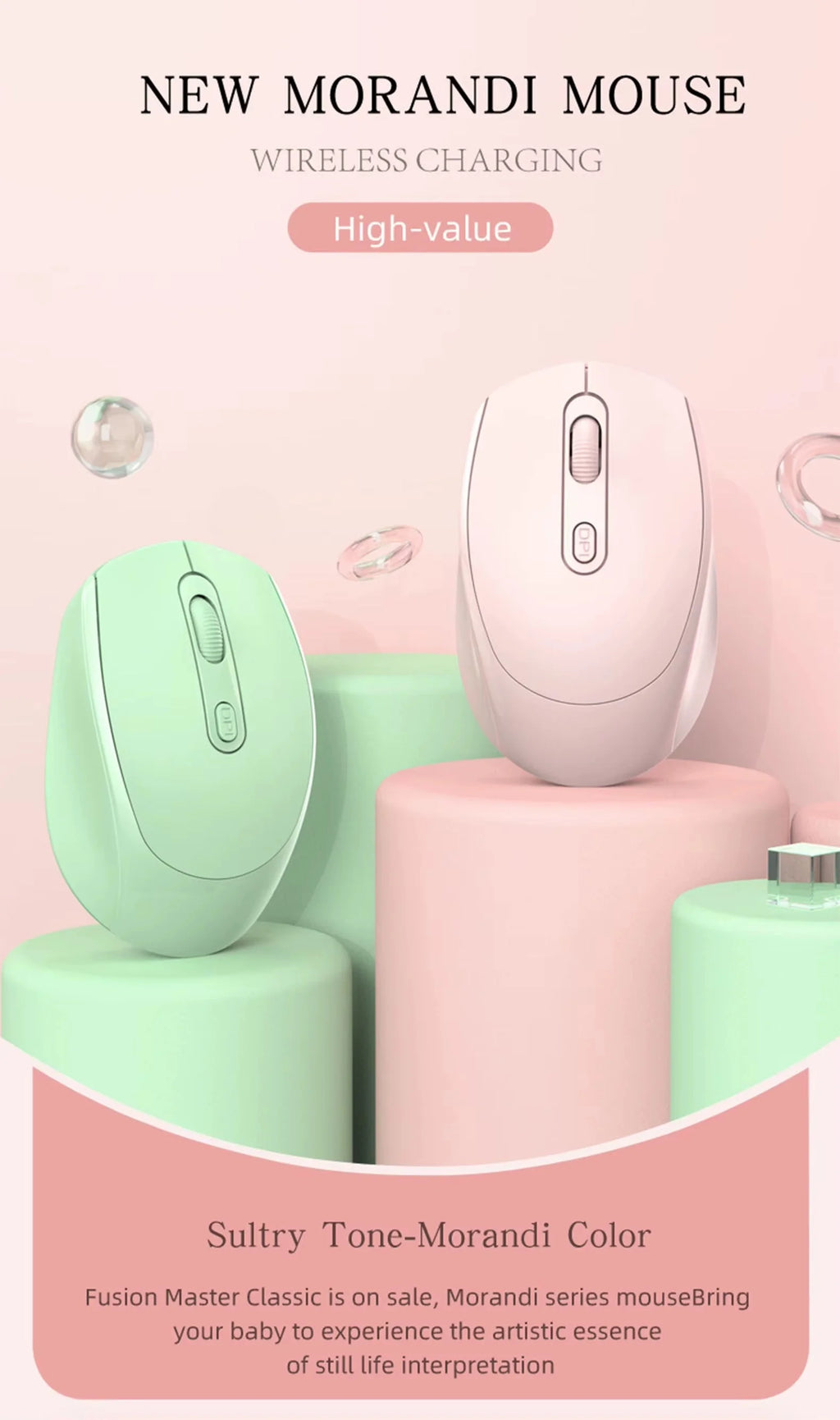 Wireless Mouse 2.4G Bluetooth-Compatible Wireless Computer Mouse USB Silent Game Mice For PC Laptop Macbook Tablet Female Office