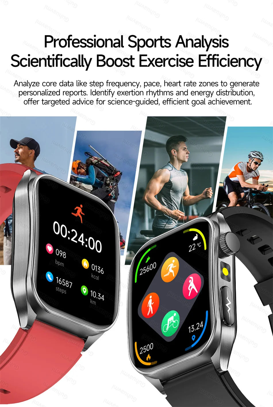 Smart Watch 650nm Dual probe laser health conditioning Blood oxygen Pressure Uric Acid Blood lipid ECG Smartwatch for Man Women