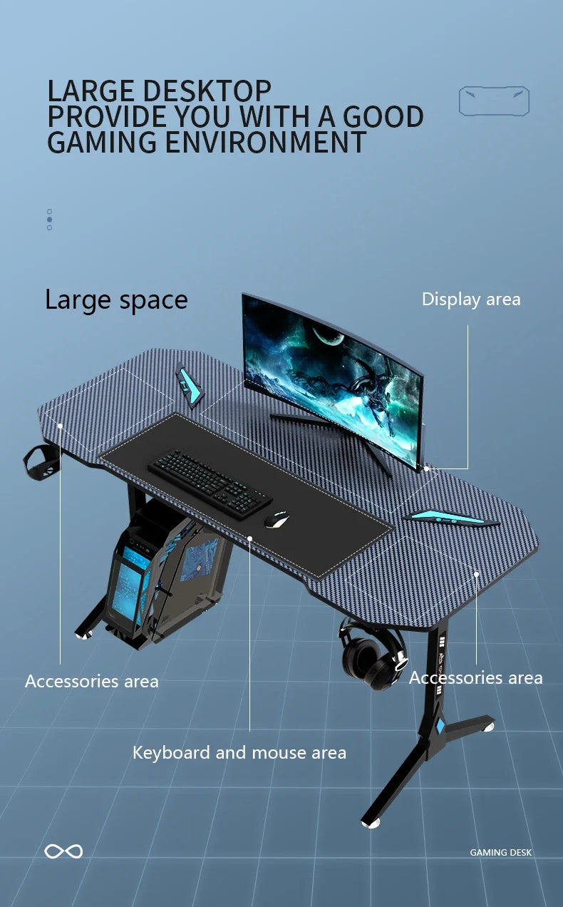 Factory wholesale carbon fiber desktop gaming desk custom black white racing gaming table design PC computer desk for E-sports