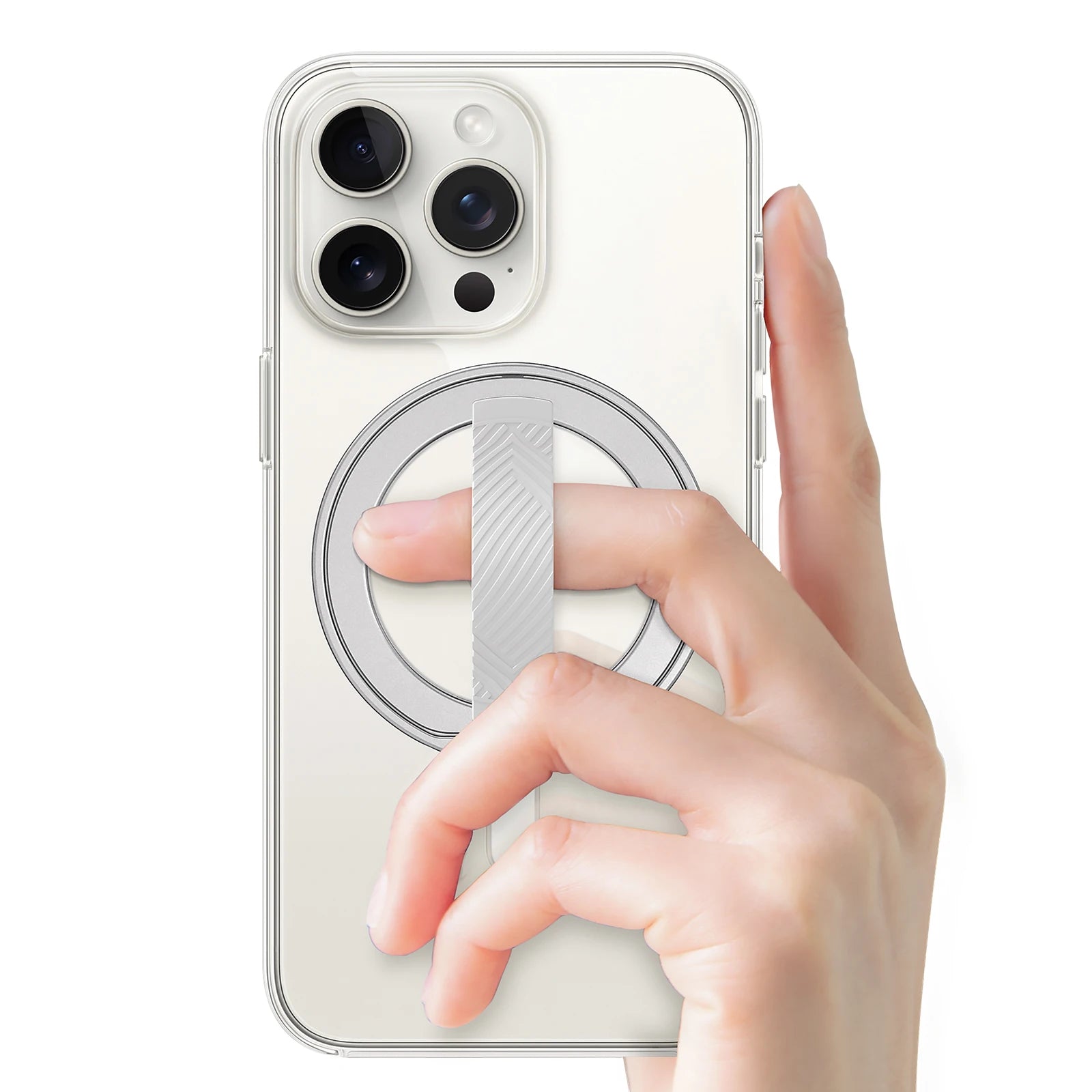 EWA Compatible with MagSafe Wireless Charging Phone Grip Stand with Silicone Finger Strap Removable Magnetic Ring Holder