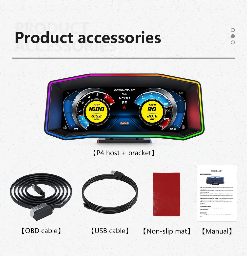 Newest P4 Car OBD2 Head Up Display For HUD On Board Computer Digital Overspeed Alarm Universal Auto Electronic Accessories Smart