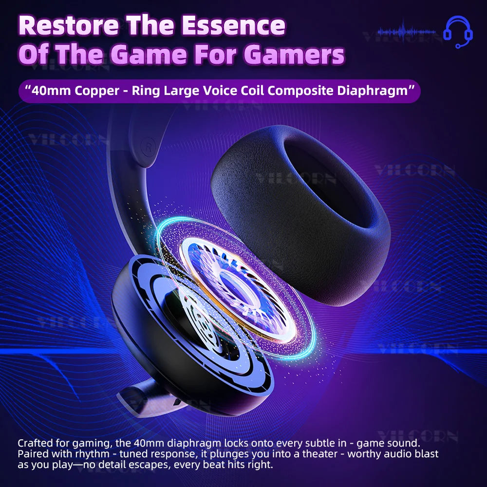 2025 Wireless Gaming Headset with Microphone For PS5 PS4 Switch Mobile PC E-sports noise-canceling Headphones 7.1Surround Sound