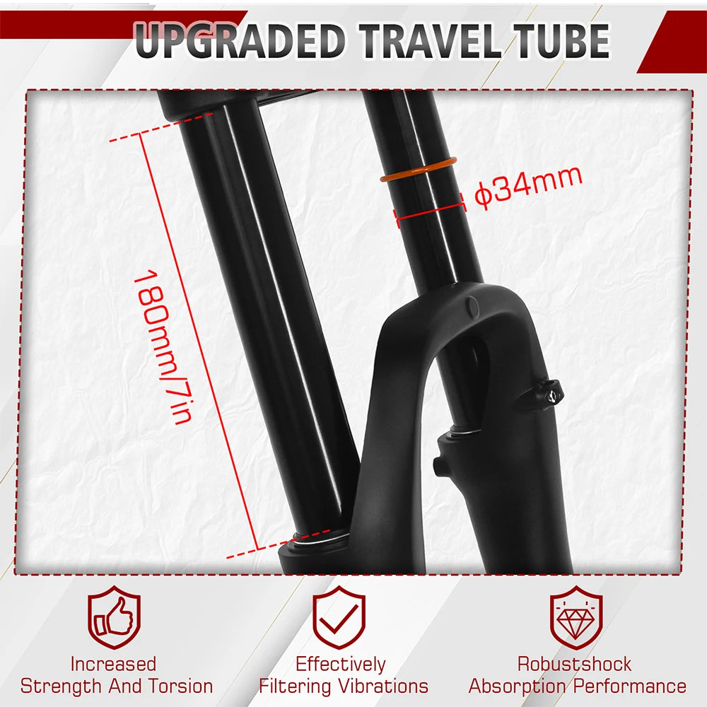 BUCKLOS 26*4.0 Snow Bike Fork Air Suspension Bicycle Fat Fork 4.0 Tire 9*135mm Mountain Bike Forks Beach E-Bike Forks