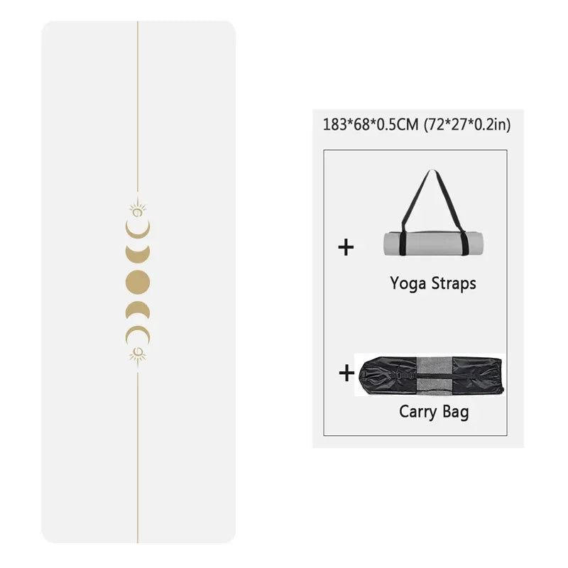 183cm Natural Rubber PU Yoga Mat Thickened, Widened, Shock-absorbing Non-slip, Sweat-absorbent, Sun-moon Fitness Meditation Mat