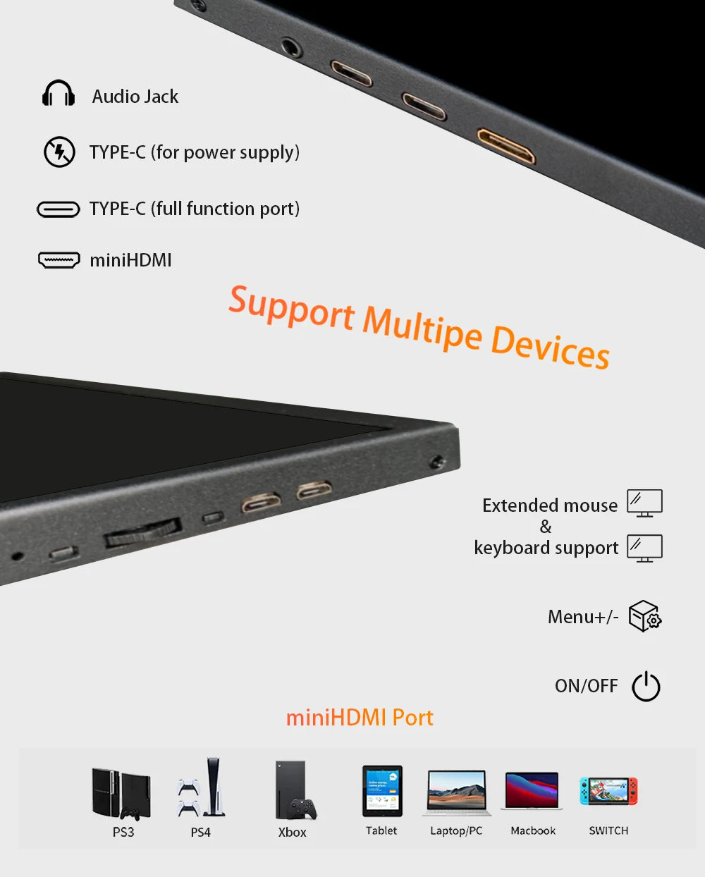 LESOWN 14.1 inch Long Portable Monitor 4K Ultra Wide Touch Screen Capacitive USB C HDMI IPS Laptop PC External LCD Monitor