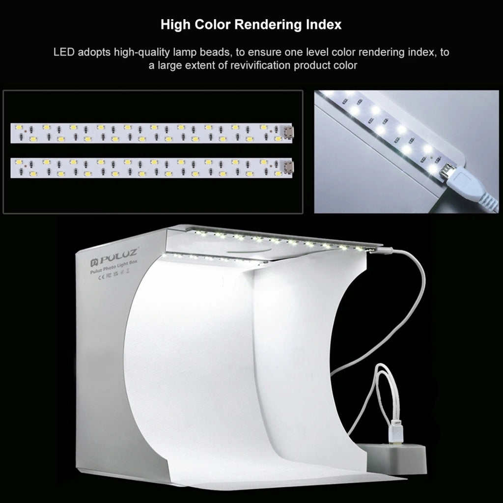 Profession Mini Folding Lightbox Photography Photo Studio Softbox 2 LED Light Soft Box Photo Background Kit for DSLR Camera