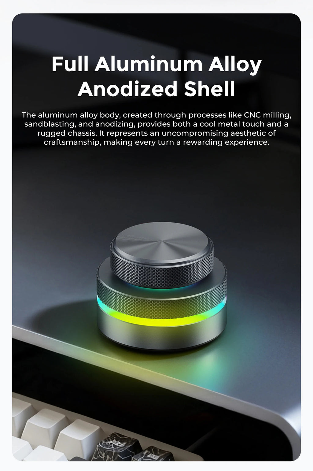 Desktop Wired Aluminum Alloy Dual-Layer Knob Wireless Custom Keyboard RGB Custom Control Volume Knob Multimedia Office Shortcut