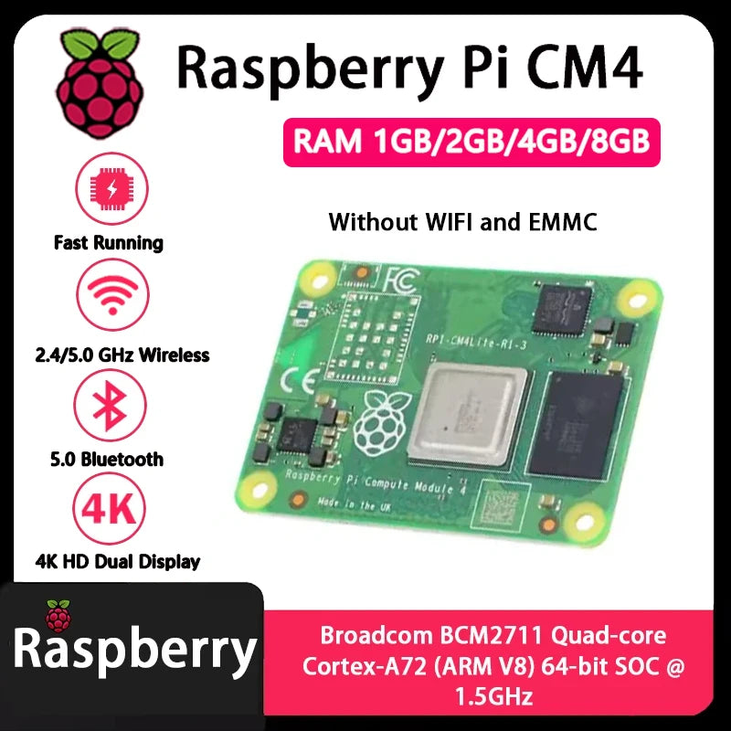 Raspberry Pi CM4 1GB/2GB/4GB/8GB RAM BCM2711 quad-core CortexA7264 Rpi ComputeModule 4 4GB/8GB/16GB/32GB EMMC Wifi Optional