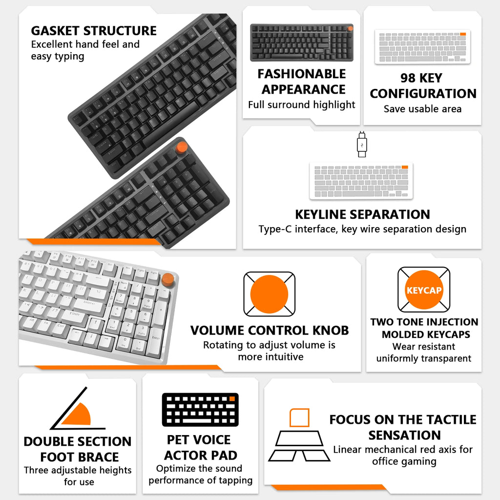 Lenovo MK9 Mechanical Gamer Keyboard RGB Customize Wireless USB/2.4G/Bluetooth 3Mode CNC Esports Gaming Keyboard Office Gifts