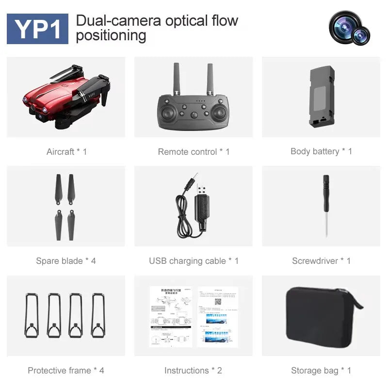 2026 New YP1 Camera Drone with Mobile App Control HD Aerial Photography 360° Adjustable Camera Stable Optical Flow