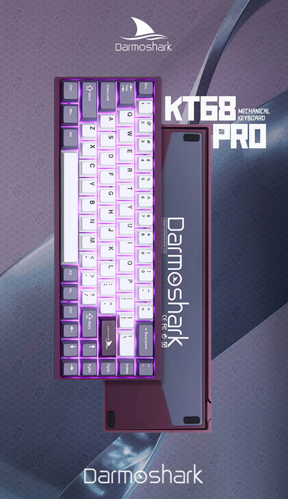 Darmoshark KT68 Pro Gaming Mechanical Keyboard Wired Hot Swap 68 Keys Aluminum Alloy Customized Magnetic Axis Kailh Switch