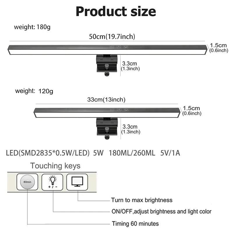 LED Desktop Monitor Light Bar RGB Computer Atmosphere Desk Lamp Learning Office Reading Eye Protection Screen Hanging Lighting