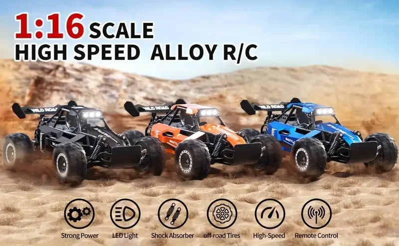 1:16 Scale Remote Control Monster Truck High Speeds 20KMH Off-Road RC Car with LED Lights for Adults Kids Durable Gift Ready for