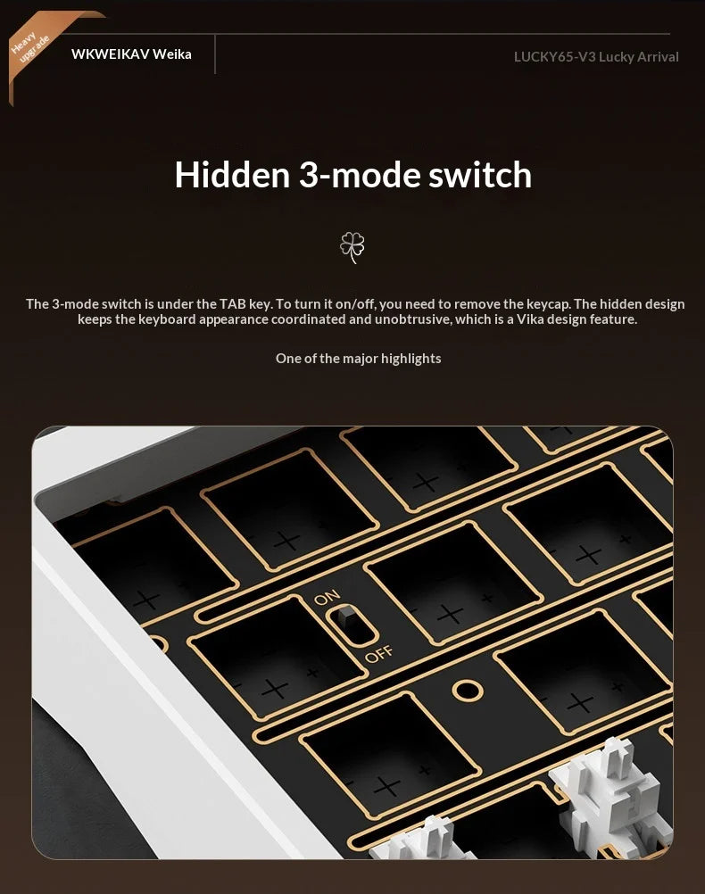WEIKAV lucky65 V3 Gaming Keyboard Wireless Aluminum Alloy RGB Tri-mode Bluetooth Mechanical Keyboard CNC Gasket Quick Release