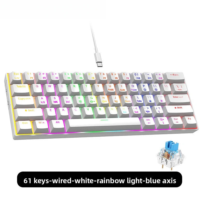 Wired Mechanical Keyboard Green Axis 68 Keys Hot-Swappable Side-Engraved Gradient E-Sports Gaming Keyboard