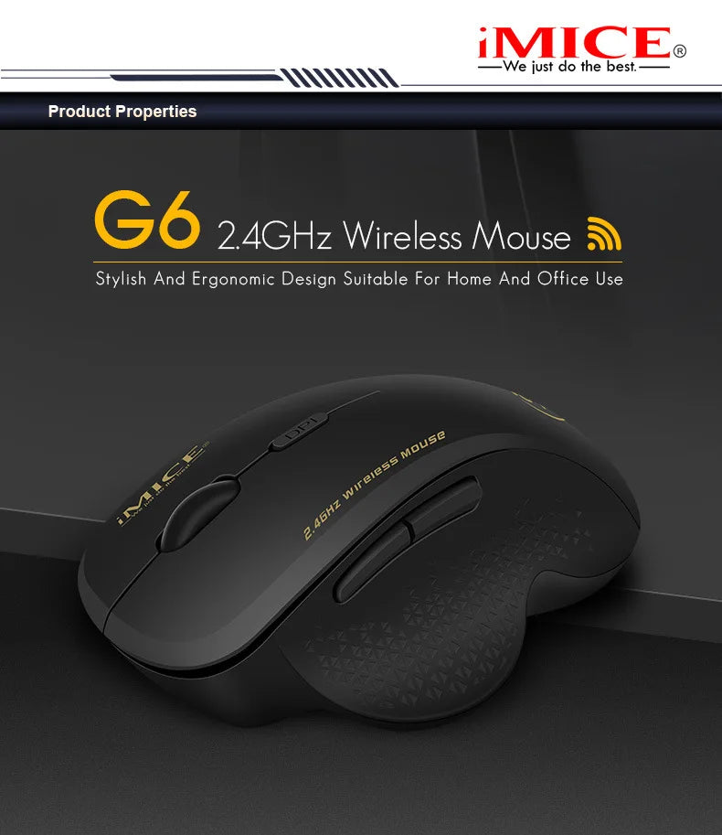 Wireless Mouse 2.4G 1600DPI Portable Gaming and Office Mouse Ergonomic Smart Power Saving for Macbook PC Gamer Laptop Win7/8/10