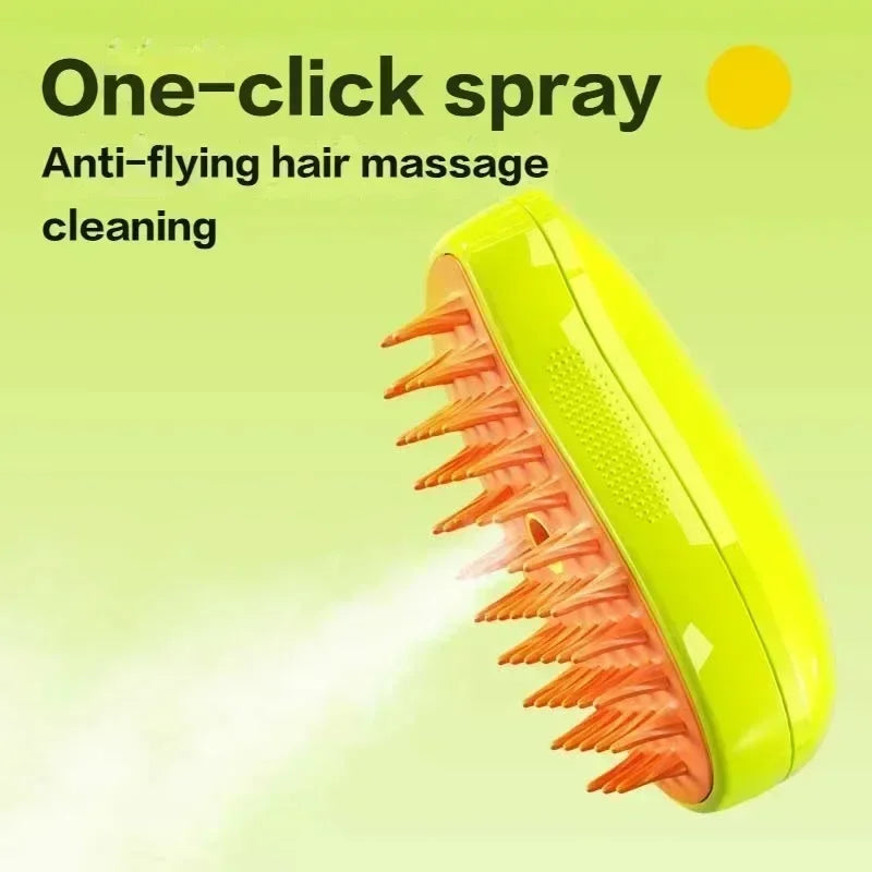 3-in-1 Electric Pet Grooming Steam Brush Sprayer Massage Comb for Cats Dogs Shedding Control Gentle Anti-Static Grooming Tool