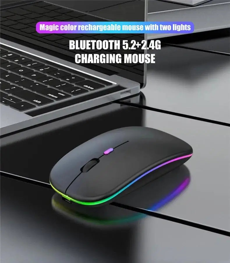 Wireless Mouse For Laptop PC Bluetooth RGB Rechargeable Mouses Wireless Computer Silent Mice LED Backlit Ergonomic Gaming Mouse