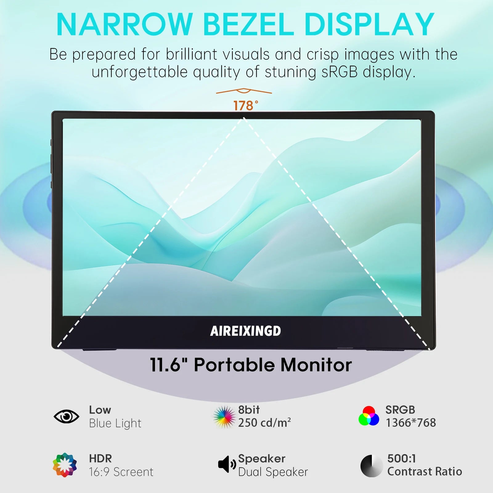 11.6 Inch Portable Monitor HDMI-Compatible Laptop second screen Gaming Extended Display For Switch/PS4/Xbox/Raspberry Pi