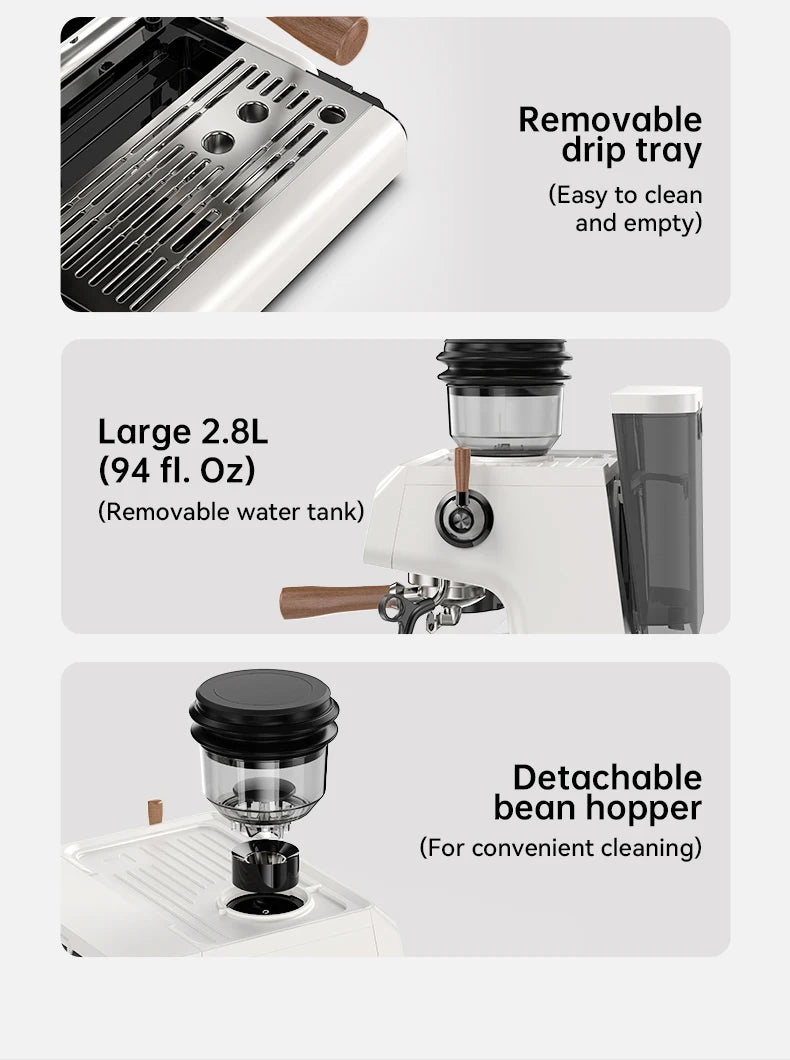HiBREW Upgraded Dual Boiler Barista Pro Espresso Machine Built-in Grinder With 30 Size Settings for Cafe Hotel Restaurant H7B