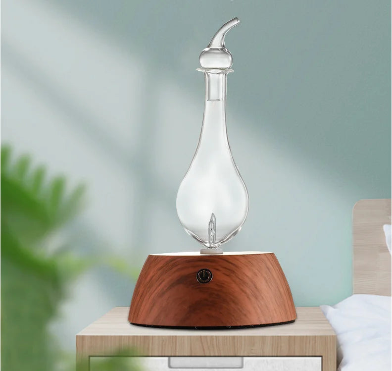 50ML Waterless Essential Oil Pure Diffuser Mini Nebulizer Aromatherapy Wood Glass Household Aroma Diffusers Colorful Night Light