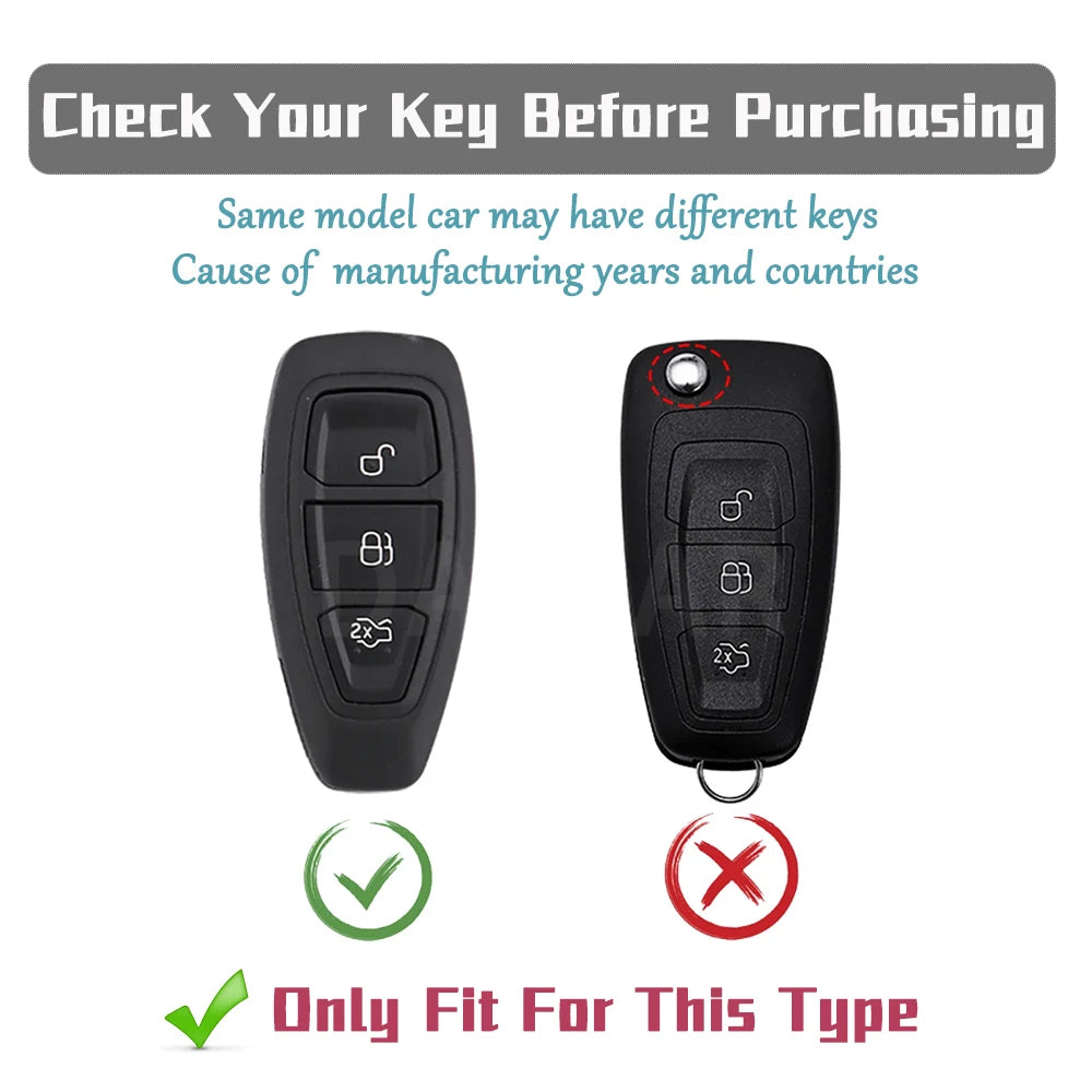 New Protective Key Fob Cover for Ford Fiesta/Focus 3/Focus 4/Mondeo/Ecosport/Kuga/C-Max ST/Escape -Car Key Case with Key Chain