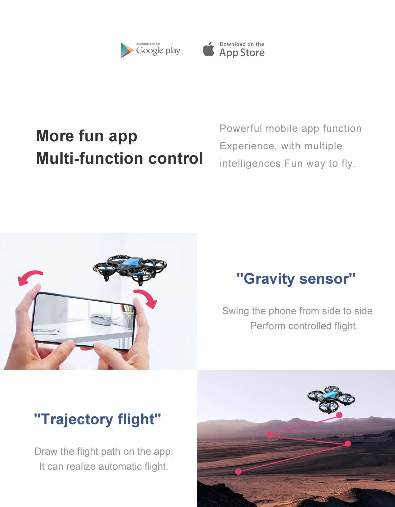 4DRC V8 New Mini Quadcopter Drone - 4K HD Wide Angle Camera, WiFi FPV Remote Control, Height Hold, 4-Axis RC Aircraft Kids' Toy