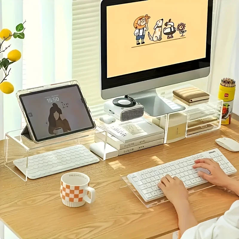 Transparent acrylic keyboard stand, compact desktop lift stand suitable for keyboards and mini computers - saving space