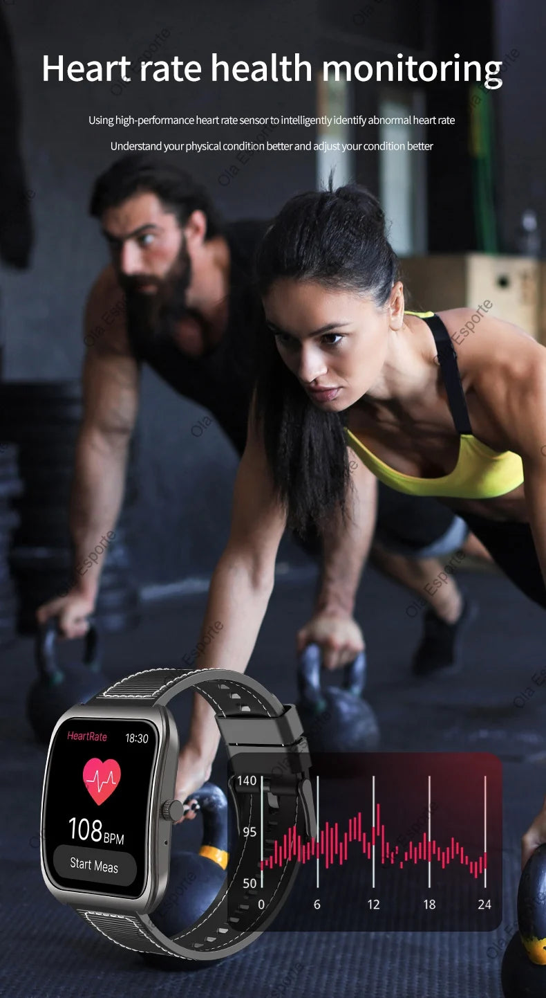 Smart Watch 2.01'' AMOLED Curved Screen IP68 Waterproof Bluetooth Call AI Vioce Assistant Fitness GPS Tracker Smartwatch for Men