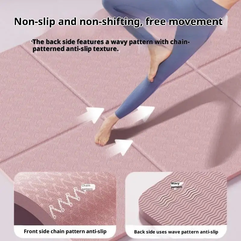 【M】4mm Thick TPE Foldable Yoga Mat 183*61cm Easy Storage For Travel Yoga Pilates Home Exercise Floor Mat