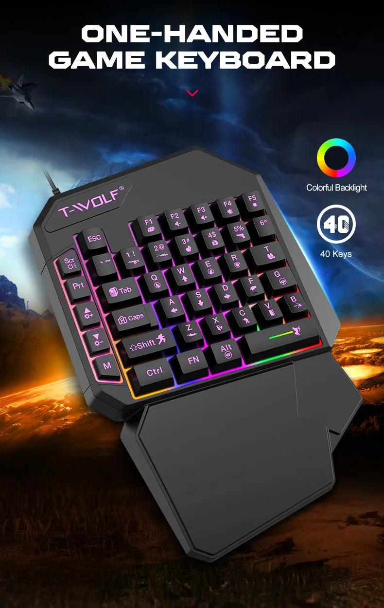 Mechanical Gaming Keyboard Kit 5 In 1 Set One Hand Keyboard 5D Mechanical Gamer Mouse Converter Mobile Game Pro Converter