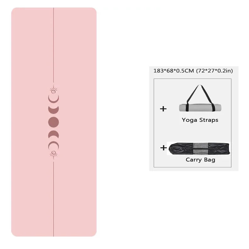 183cm Natural Rubber PU Yoga Mat Thickened, Widened, Shock-absorbing Non-slip, Sweat-absorbent, Sun-moon Fitness Meditation Mat