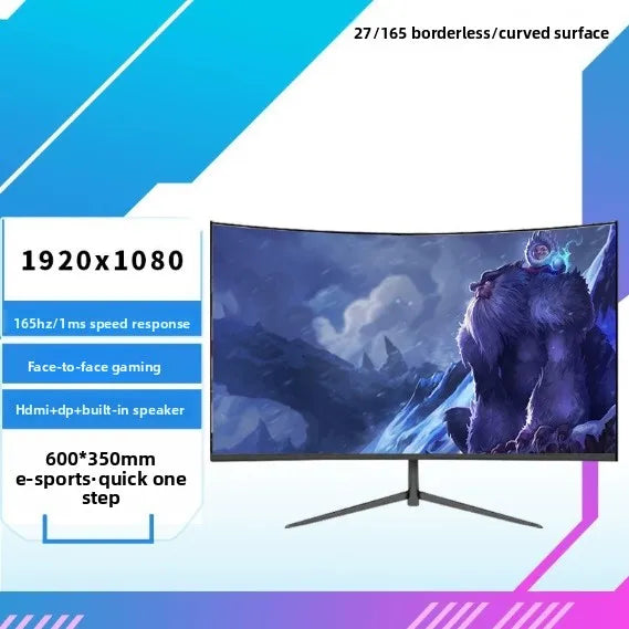 Computer Monitor27 Inches, LCD, Game Monitor, Curved Surface, Straight Face, Full HD, Desktop Computer Monitoring, 2K/4K Screen