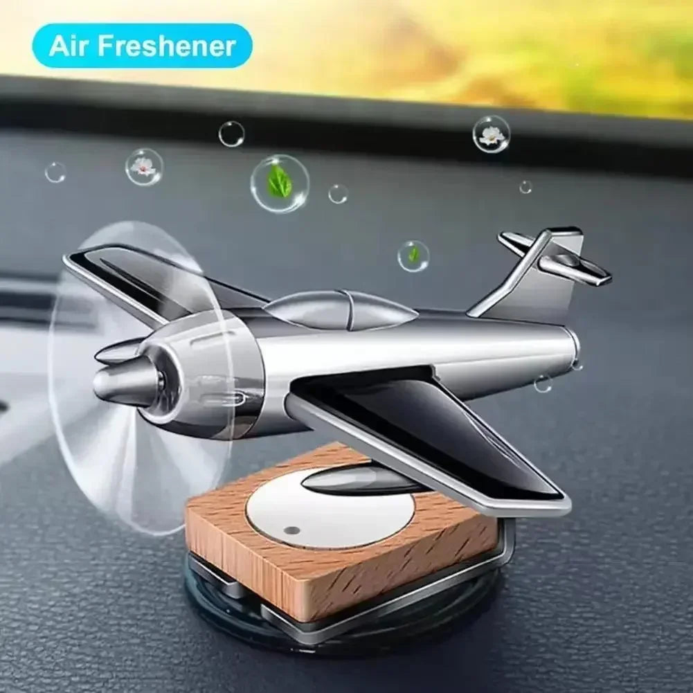 Car Essential Oil Diffuser Solar Airplane Air Freshener Wooden Base Fragrance Aromatherapy Diffuser Ornaments Auto Accessories