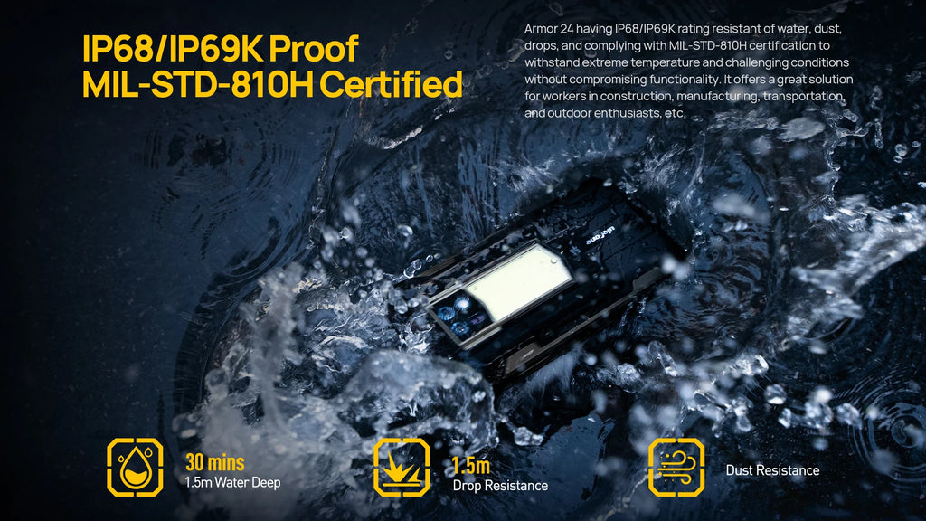 Ulefone Armor 24 Rugged Phone, 22000mAh, Up to 24GB + 256GB, 6.78 ", 120Hz Smartphone, 64MP + 64MP, NFC Phone, Global Version