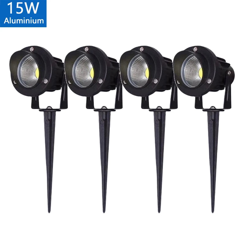 LED Garden Lawn Lamp 5W 10W 15W Outdoor Waterprof IP65 220V110V12V24V Landscape Spike Bulb Garden Path COB Lawn Spotlights