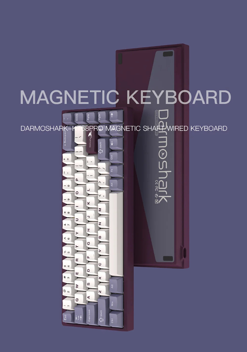 Darmoshark KT68 Pro Gaming Mechanical Keyboard Wired Hot Swap 68 Keys Aluminum Alloy Customized Magnetic Axis Kailh Switch