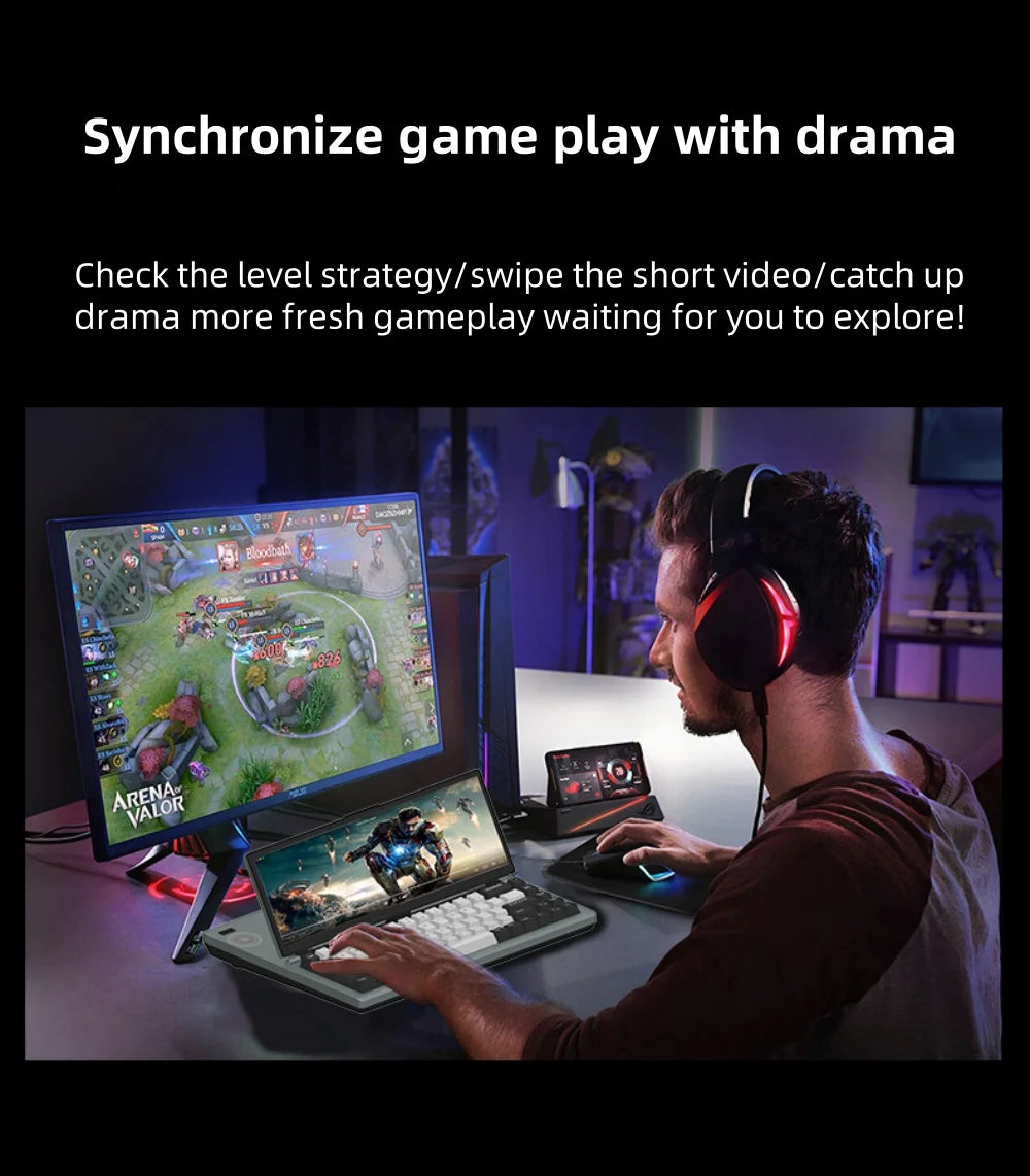 12.3 Inch HD IPS Panel Portable Gaming Monitor 1920*720 USB Interface 90° Foldability Touch Screen Keyboard High Resolution