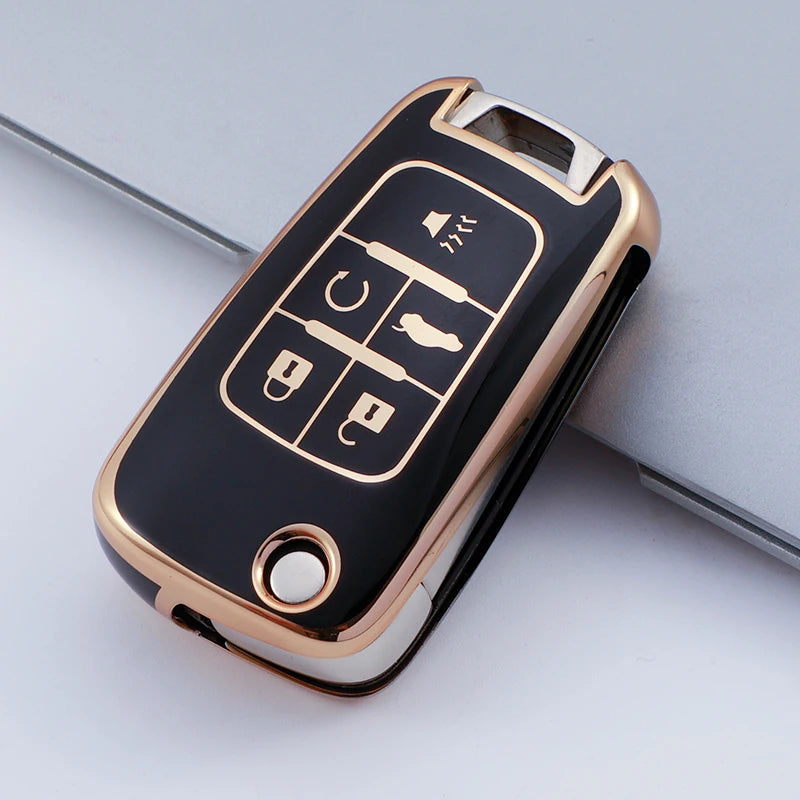 Car Flip Key Fob Case For Chevrolet Equinox Volt Cruze Impala Camaro Garna Yakista AVEO GMC Terrain Key Cover Keychain Protector