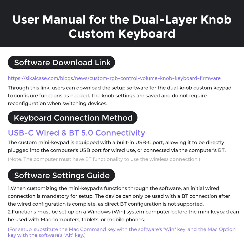 Desktop Wired Aluminum Alloy Dual-Layer Knob Wireless Custom Keyboard RGB Custom Control Volume Knob Multimedia Office Shortcut