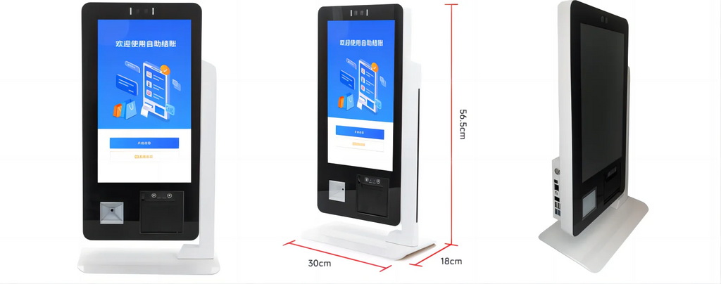 Desktop 15.6 Inch Touch Screen Kiosk Self Ordering Machine with 2D Scanner & 58mm Printer Foodcourt Unattended Payment Terminal