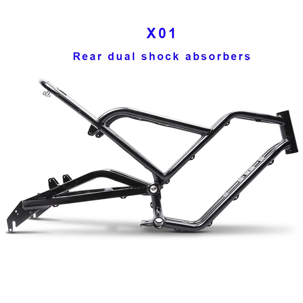 Premium 20" Softtail Electric Fat Tire Bike Frame Full Suspension 6061 Aluminum Alloy for Off-Road Snow E-Bike
