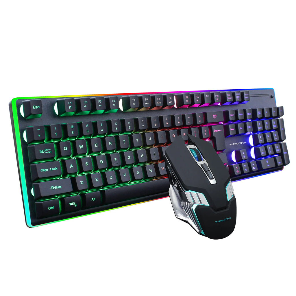 KM99Gaming Mechanical Keyboard Feel Rainbow LED Backlight USB Keyboard and Mouse Set Ergonomic for PC Laptop Computer Gamer