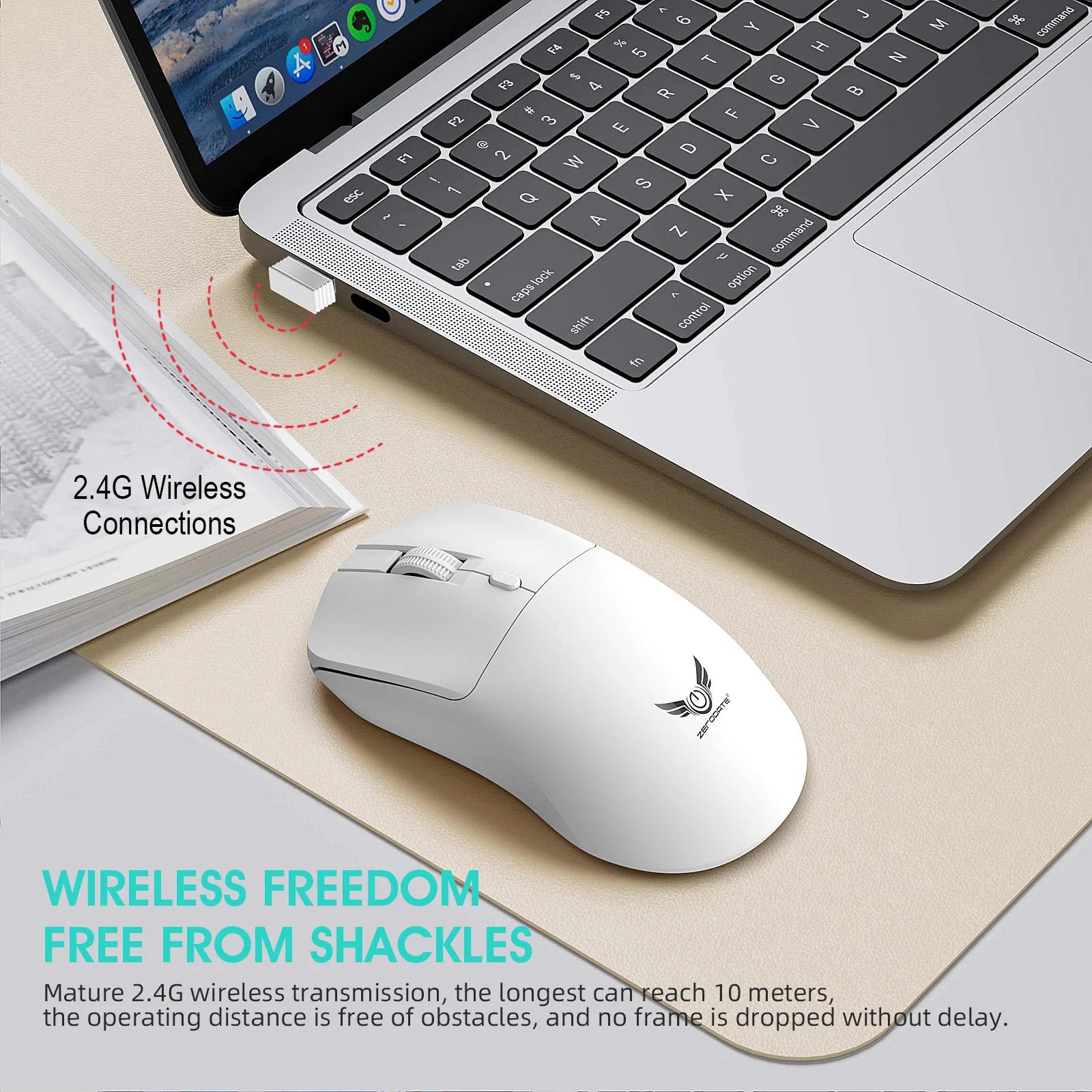 2.4G Wireless Mouse Ergonomic Adjustable 800-1200-1600 DPI Lightweight Rechargeable Office Gaming Mice For PC/Laptop/Macbook Pro