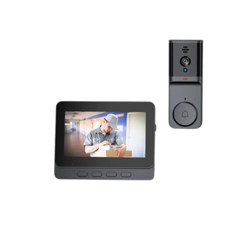 A69E4.3" Smart Wireless Doorbell With Camera 2.4G Bluetooth Wireless Video Doorbell With Two-Way Intercom Supports Memory Card